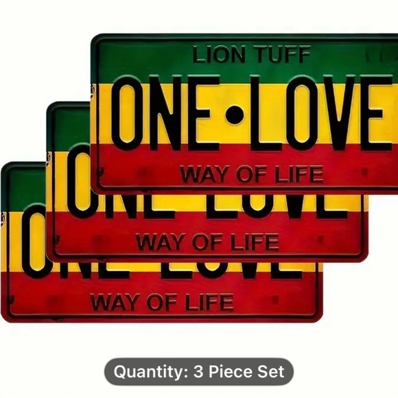 One Love Art Poster Set - Green, Yellow, Red - Picture 2 of 3